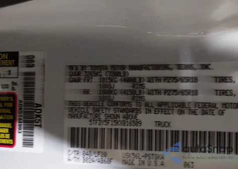 2019 Toyota Tundra Trd Pro 5.7L V8 z USA, uszkodzony, nr VIN 5TFDY5F15KX816509